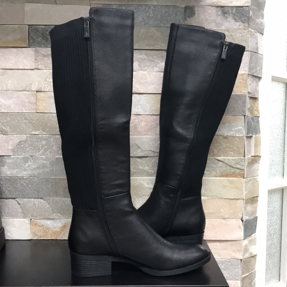 🎁 Kenneth Cole Levon Leather & Rib Knit Knee High Boot - Picture 3 of 9